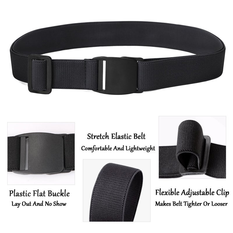 JASGOOD No Show Stretch Belt for Women Easily Adjustable Elastic Flat Buckle Belt - Image 2